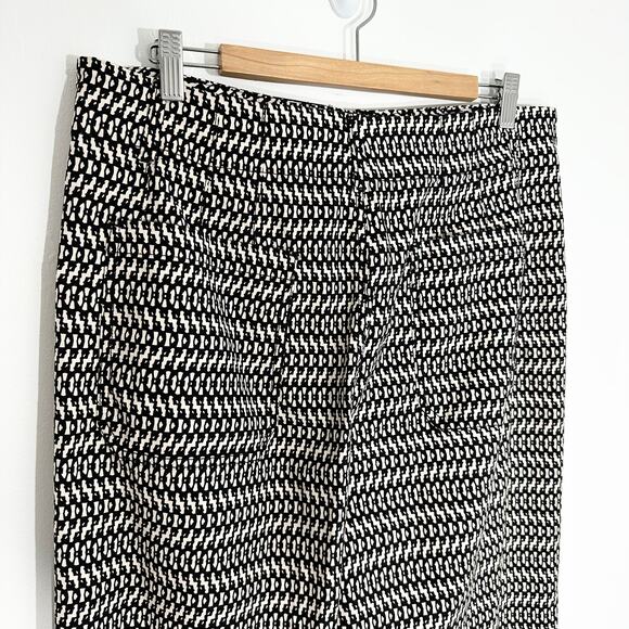 Anthropologie Maeve Colette Cropped Wide Leg Pants | Black‎ White Print | SZ 33T - Picture 8 of 13
